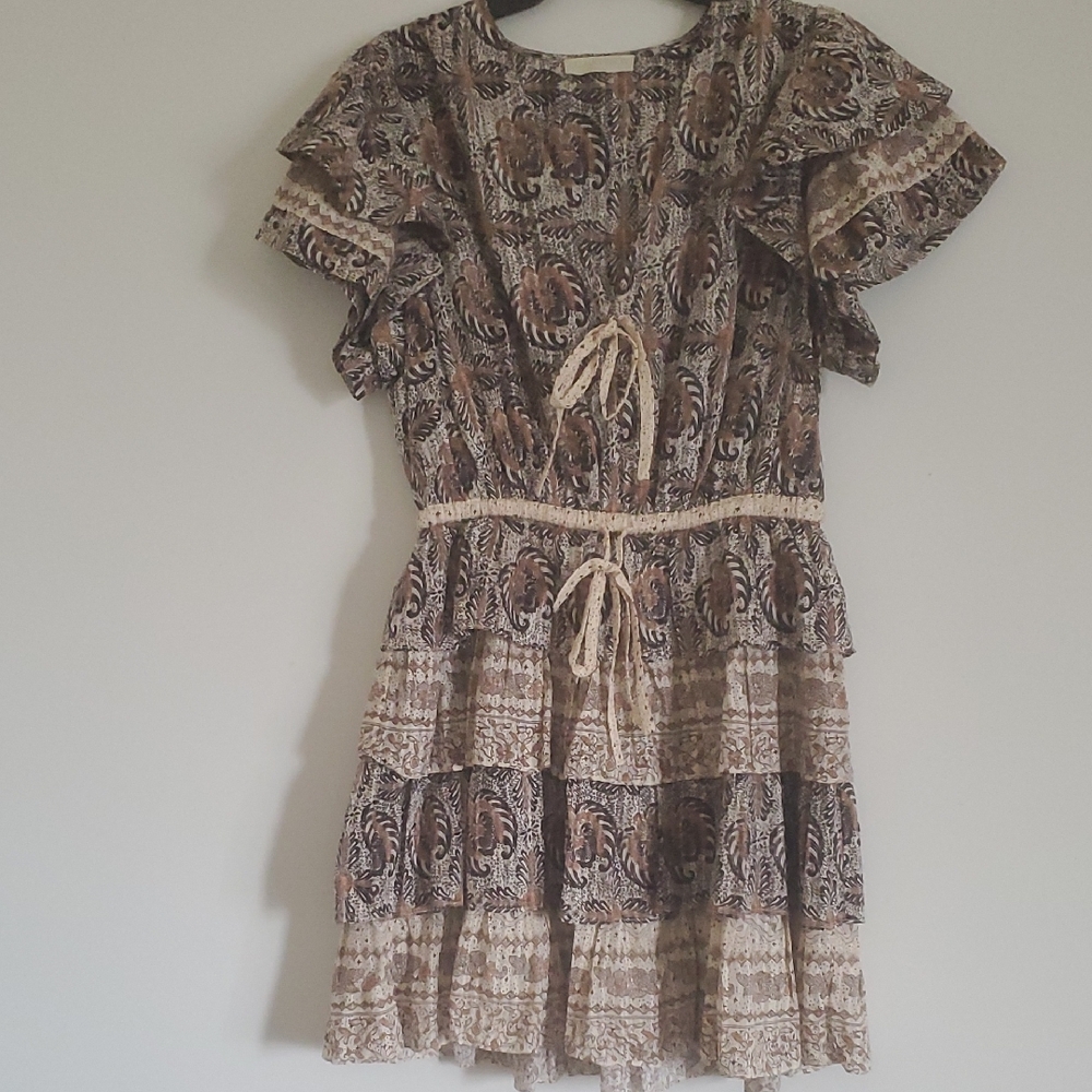 NWOT ULLA JOHNSON KAITLYN FLUTTER SLEEVE DRAWSTRING MINI DRESS IN YARROW - Picture 3 of 14